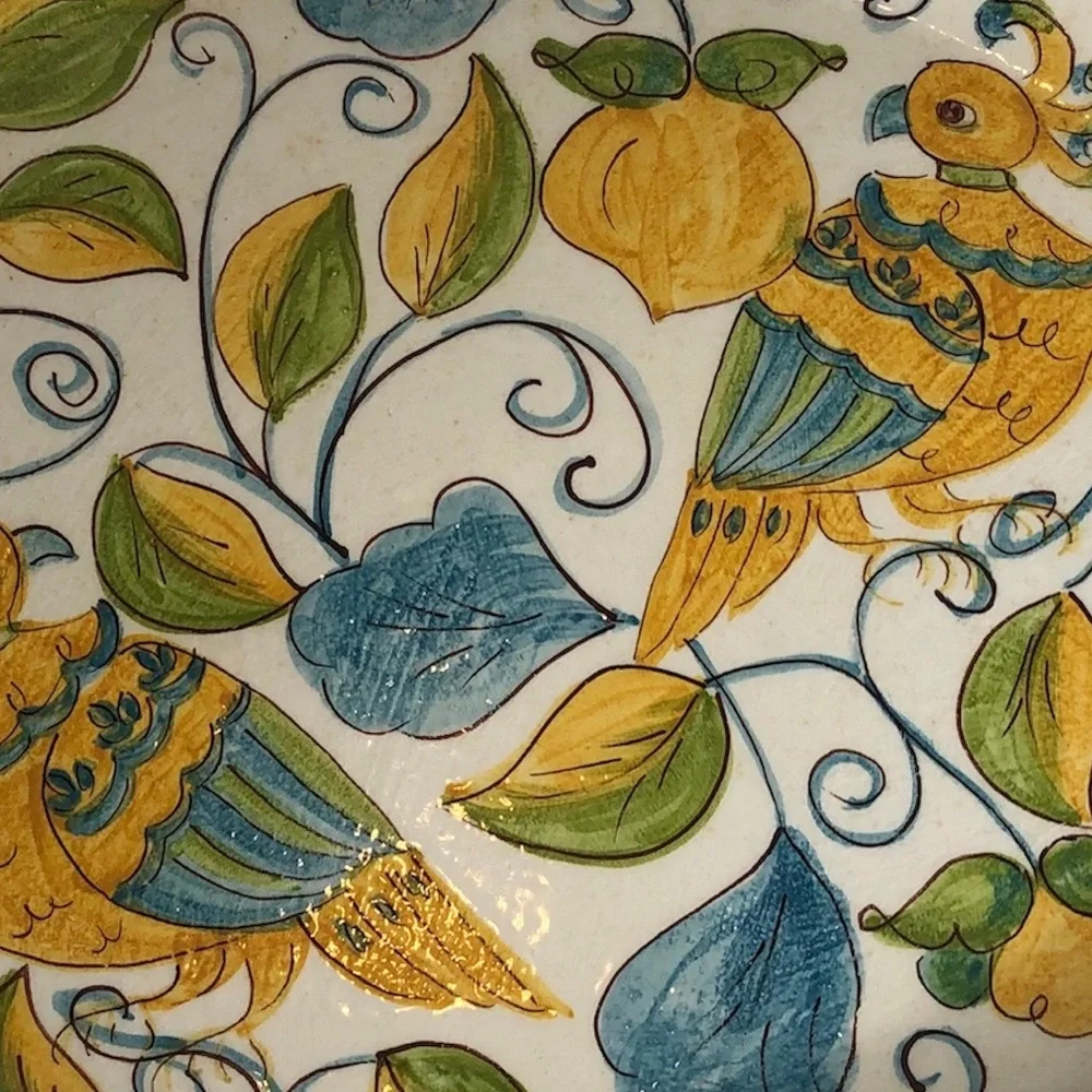 Pottery Barn Handpainted Italian Large Platter with Decorative Birds New NWT